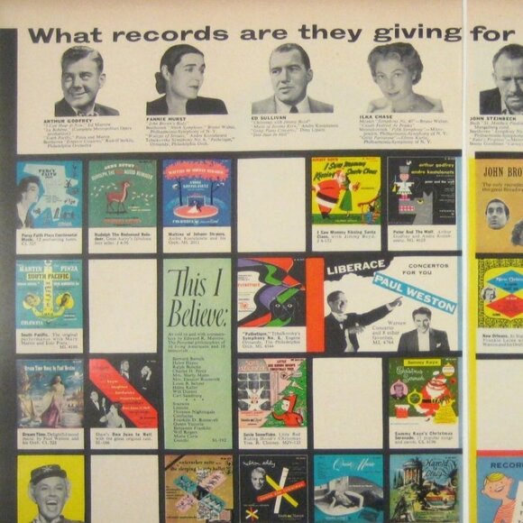 1953 Vintage Columbia Records Christmas Print Ad 2 Page Ed Sullivan Doris Day - Picture 2 of 2